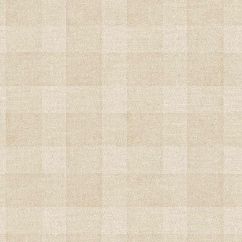 Eco-friendly wallpaper with a plaid pattern and linen look, without PVC: beige, 1363123 AS Creation