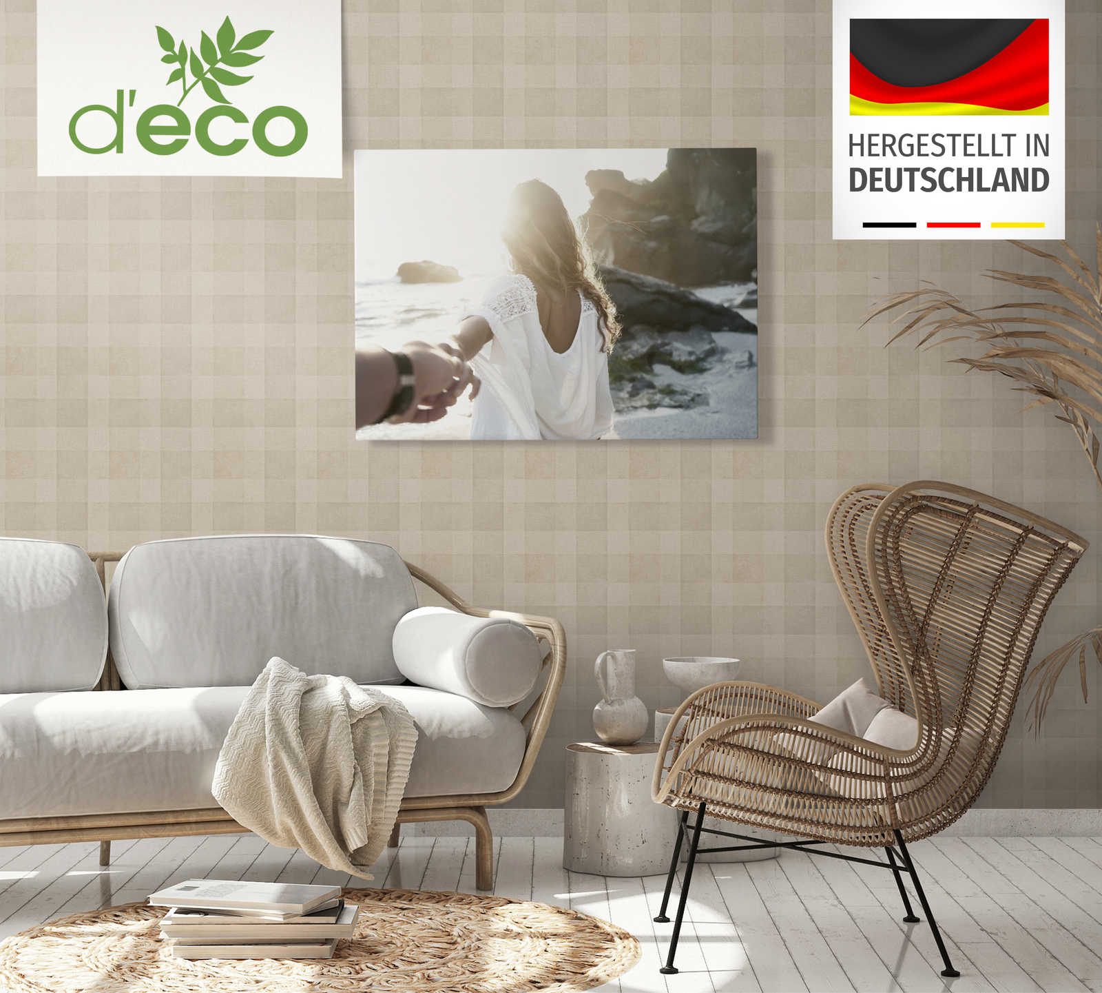 Ekoloģiskas tapetes ar rūtainu rakstu, bez PVC: brūnas, 386641 AS Creation