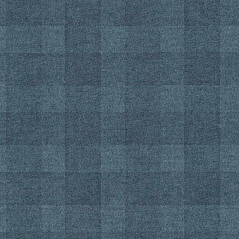 Eco-friendly wallpaper with a plaid pattern and linen look, PVC-free: dark blue, 1363122 AS Creation