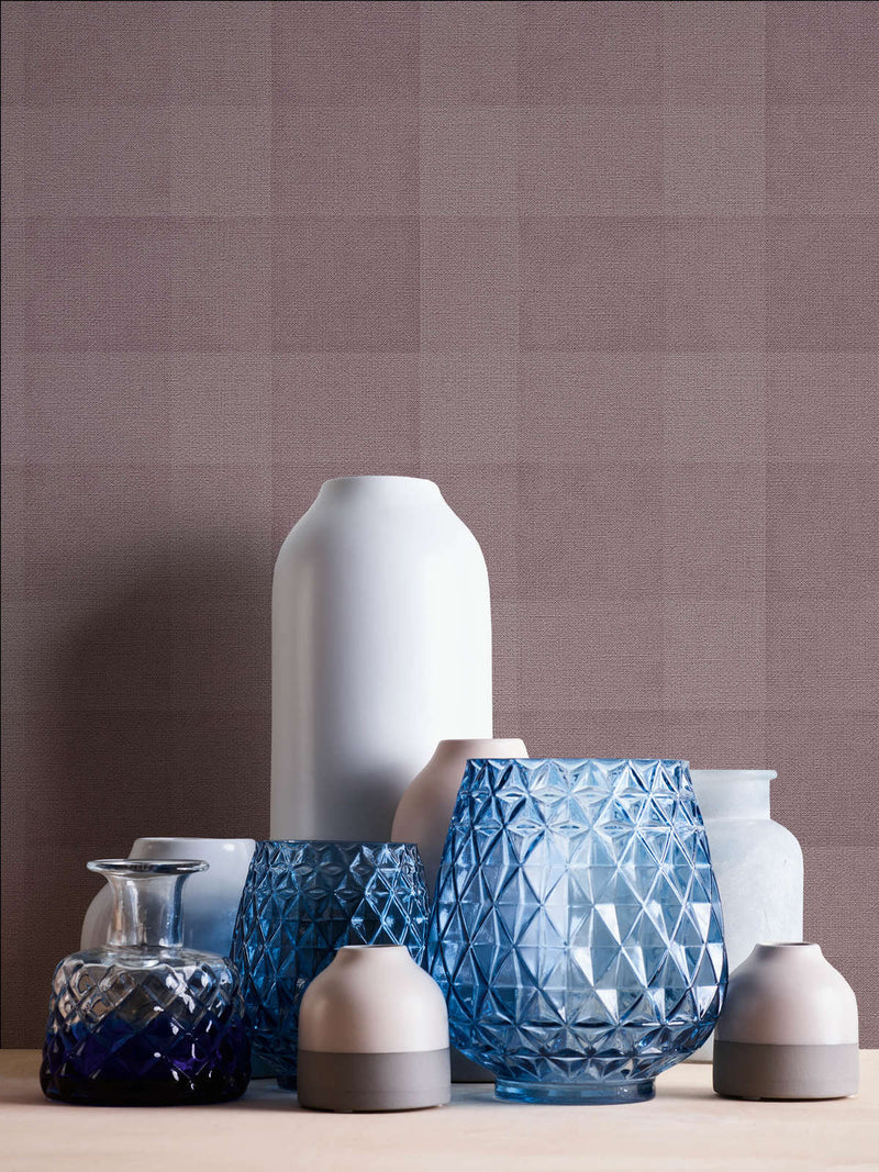 Eco-friendly wallpaper with a plaid pattern and linen look, PVC-free: violet, 1363124 AS Creation