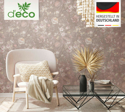 Eco-friendly wallpaper with floral pattern: light brown, 1362473 AS Creation