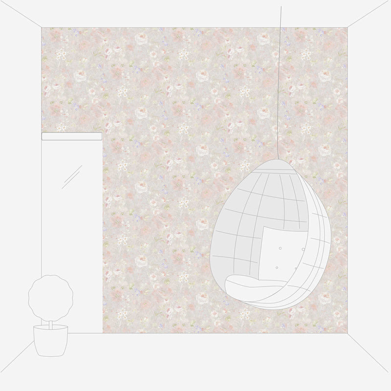 Eco-friendly wallpaper with floral pattern: light grey, 1362474 AS Creation