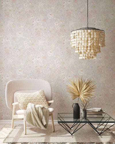 Eco-friendly wallpaper with floral pattern: light grey, 1362474 AS Creation