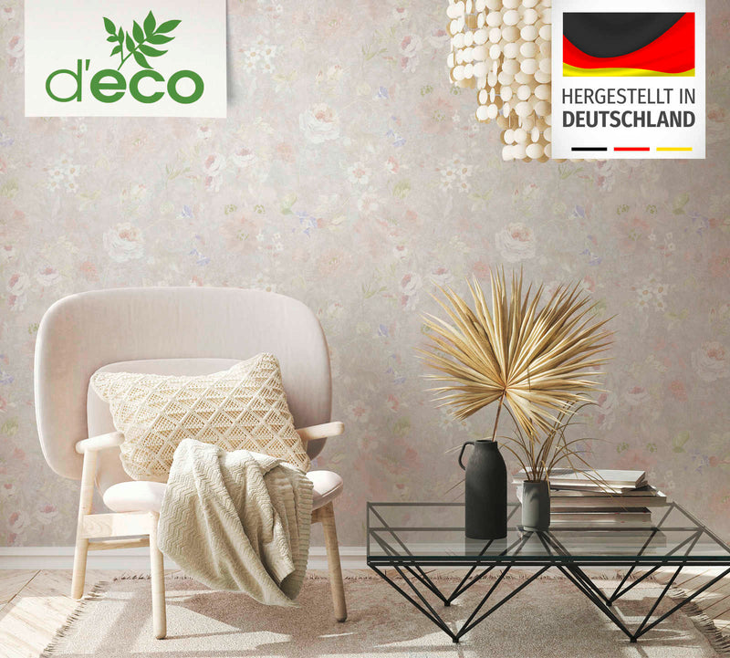 Eco-friendly wallpaper with floral pattern: light grey, 1362474 AS Creation