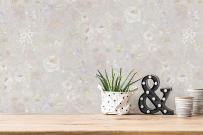 Eco-friendly wallpaper with floral pattern: light grey, 1362474 AS Creation