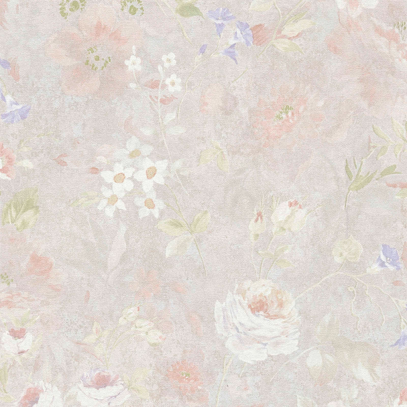 Eco-friendly wallpaper with floral pattern: light grey, 1362474 AS Creation