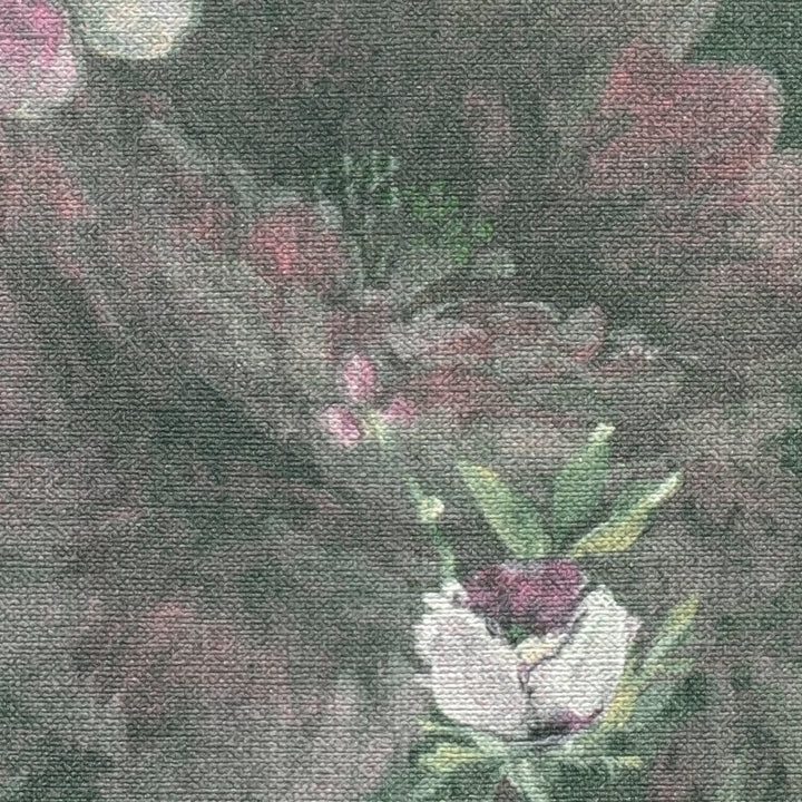 Ekoloģiskas tapetes ar ziedu rakstu: tumši zaļā krāsā, 386362 AS Creation