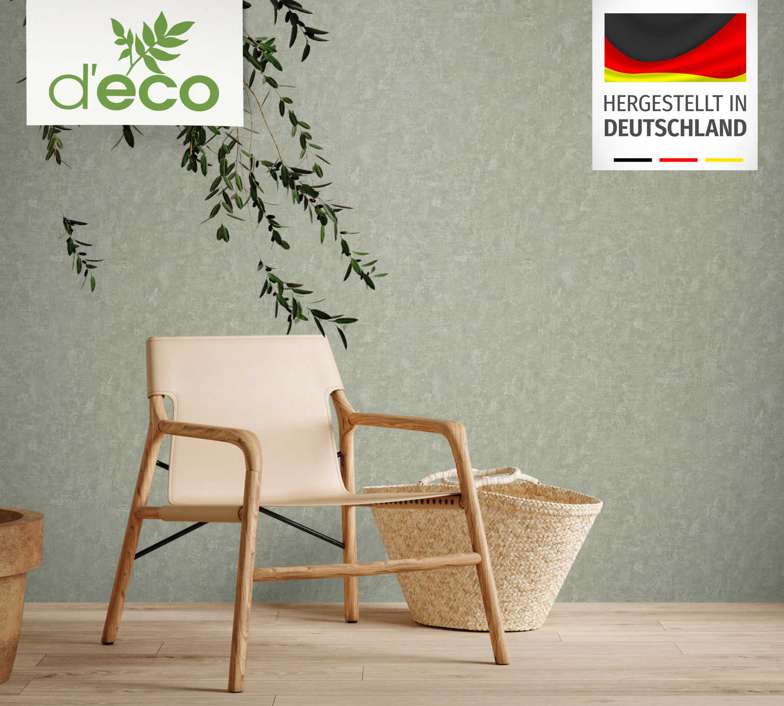 Ekoloģiskas tapetes bez PVC ar teksturētu izskatu: gaiši zaļā, 386392 AS Creation