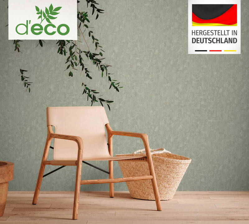 Eco-friendly PVC-free wallpaper with a textured look: light green, 1362530 AS Creation