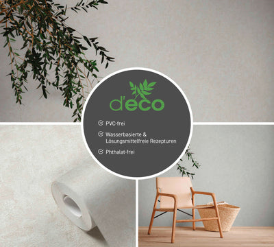 Eco-friendly PVC-free wallpaper with a textured look: cream, 1362533 AS Creation