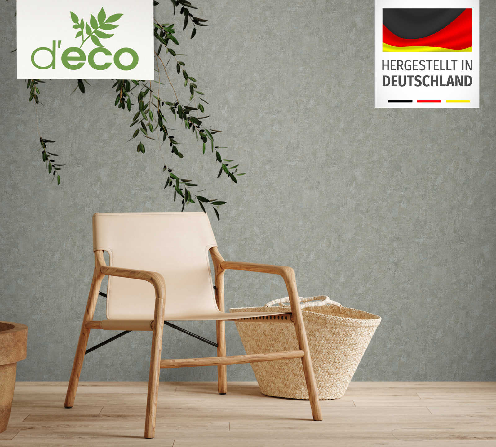 Ekoloģiskas tapetes bez PVC ar teksturētu izskatu zaļā krāsā, 386391 AS Creation