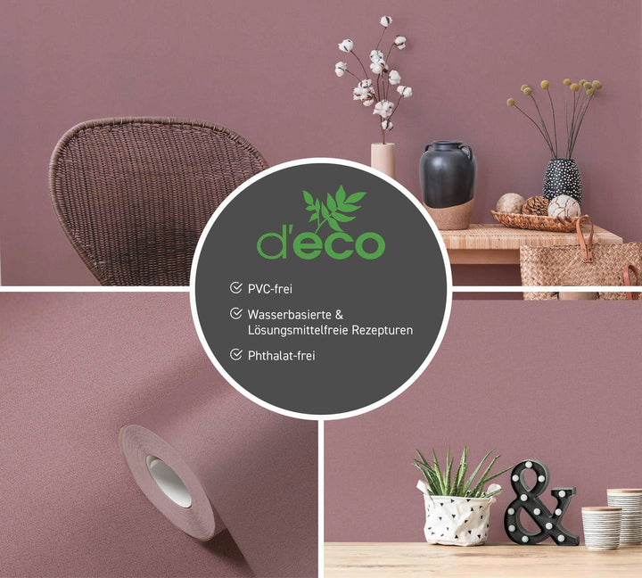 Ekoloģiskas vienkrāsainas tapetes, bez PVC: violetā krāsā - 386667 AS Creation