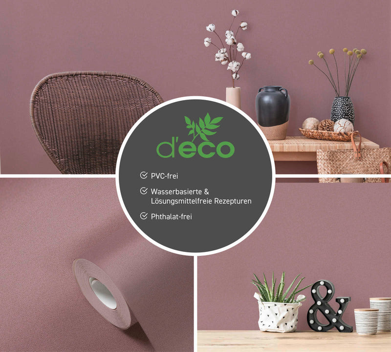 Ekoloģiskas vienkrāsainas tapetes ar lina izskatu, bez PVC: violetas - 1363153 AS Creation