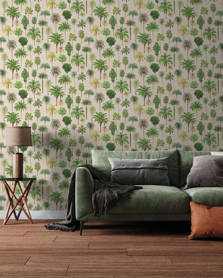 Tapetes ar tropu palmu kokiem, ar matētu apdari - 3012237 AS Creation