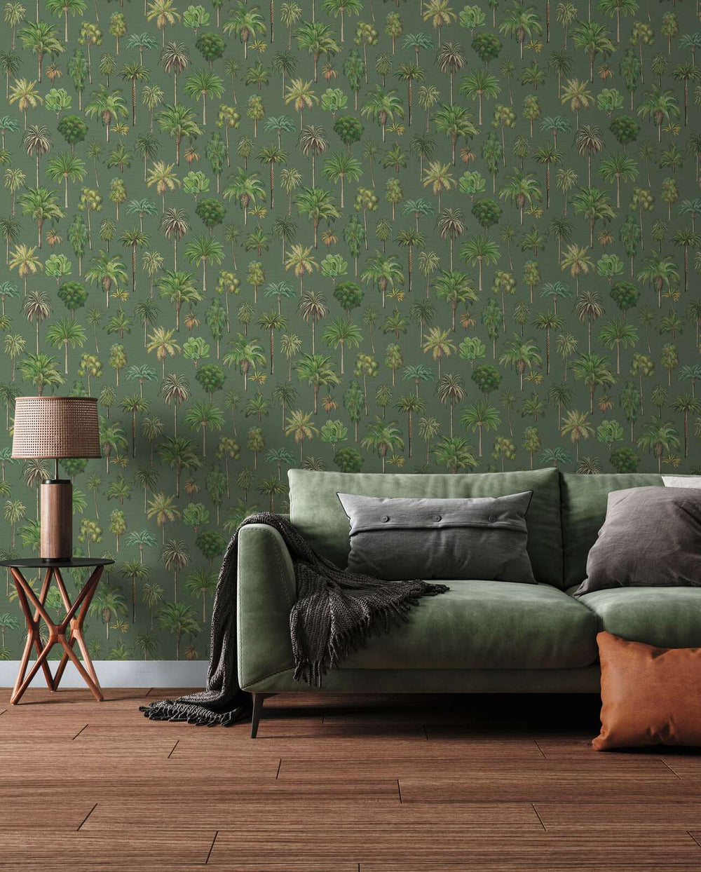Eksotiskas  tapetes ar tropu palmu kokiem, tumši zaļas - 3012240 AS Creation