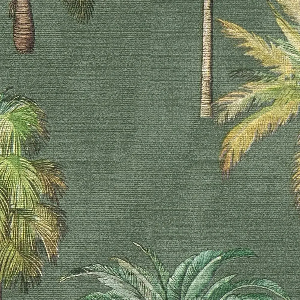 Eksotiskas  tapetes ar tropu palmu kokiem, tumši zaļas - 3012240 AS Creation