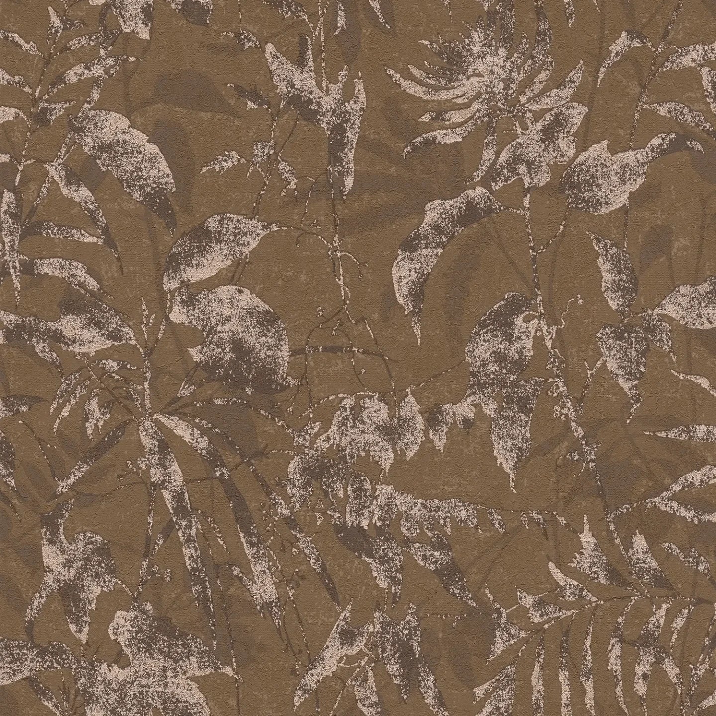 Elegantas neaustas tapetes ar lapu rakstu vintage stilā - brūnā - 782034 AS Creation