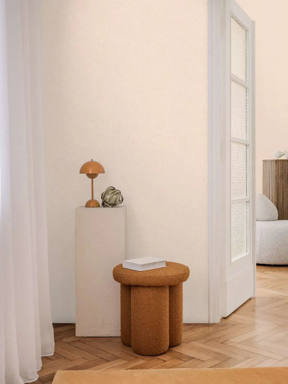 Elegantas neaustas tapetes ar smalku, spīdīgu tekstila faktūru – rozā krāsā | 3010212 AS Creation