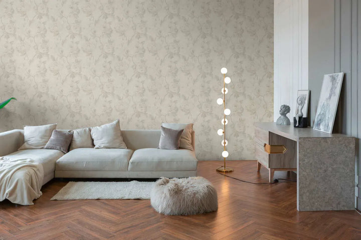 Elegantas rozes ziedu  tapetes - gaiši pelēkā - 3012171 AS Creation