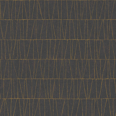 Elegant wallpaper with golden details: black, gold, anthracite, 1403467 AS Creation