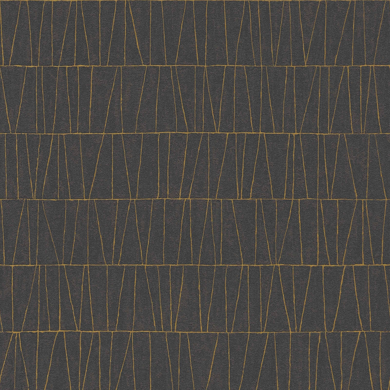 Elegant wallpaper with golden details: black, gold, anthracite, 1403467 AS Creation