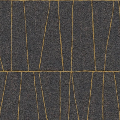 Elegantiški tapetai su aukso detalėmis: juoda, aukso, antracito spalvos, 1403467 AS Creation