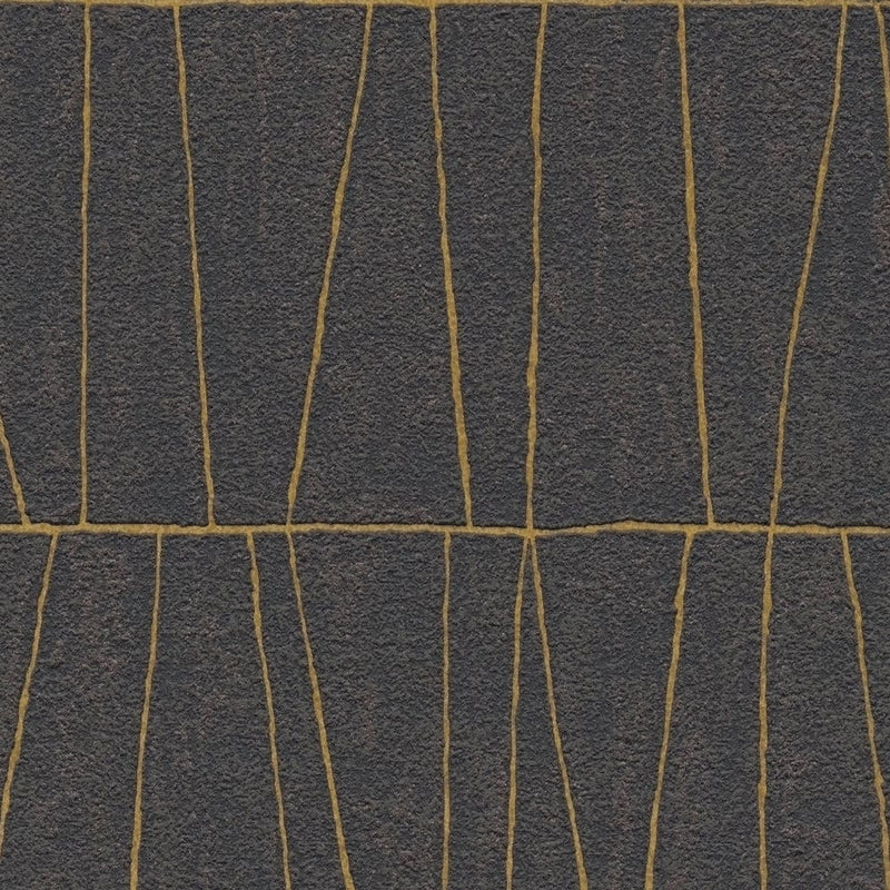 Elegant wallpaper with golden details: black, gold, anthracite, 1403467 AS Creation