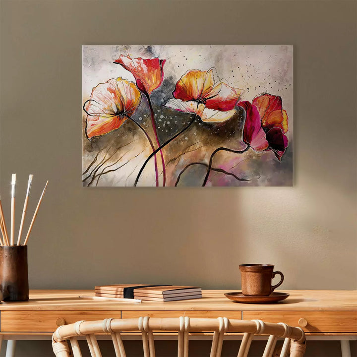 Canvas-taulut kukkien kanssa - Taika unikot, 162016