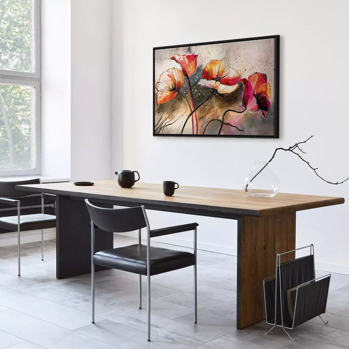 Glezna melnā koka rāmī - Maģiskas magones, 162016