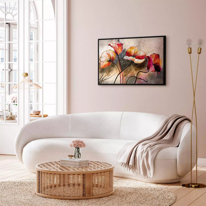 Glezna melnā koka rāmī - Maģiskas magones, 162016