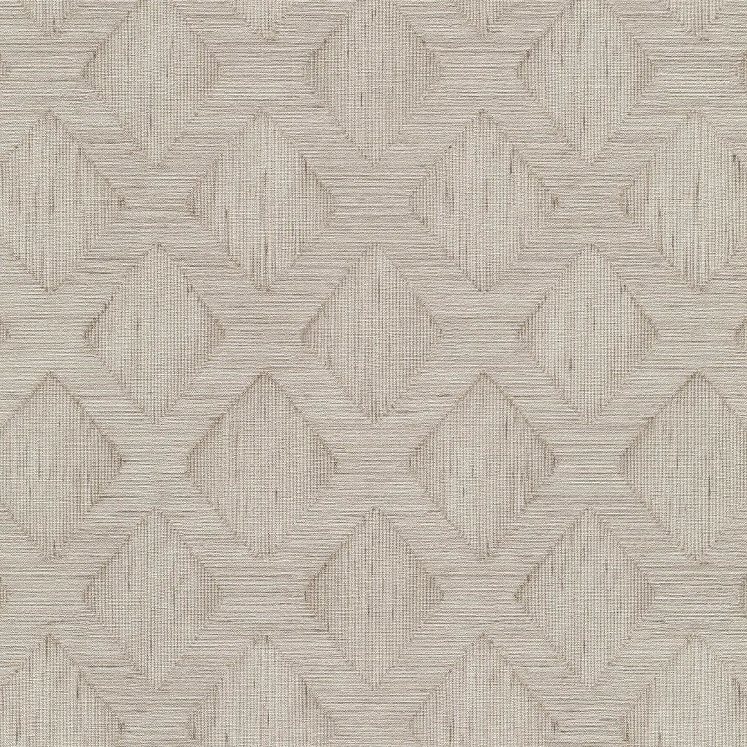Close-up of beige geometric wallpaper pattern with texture. Seamless faux fabric wallpaper pattern.