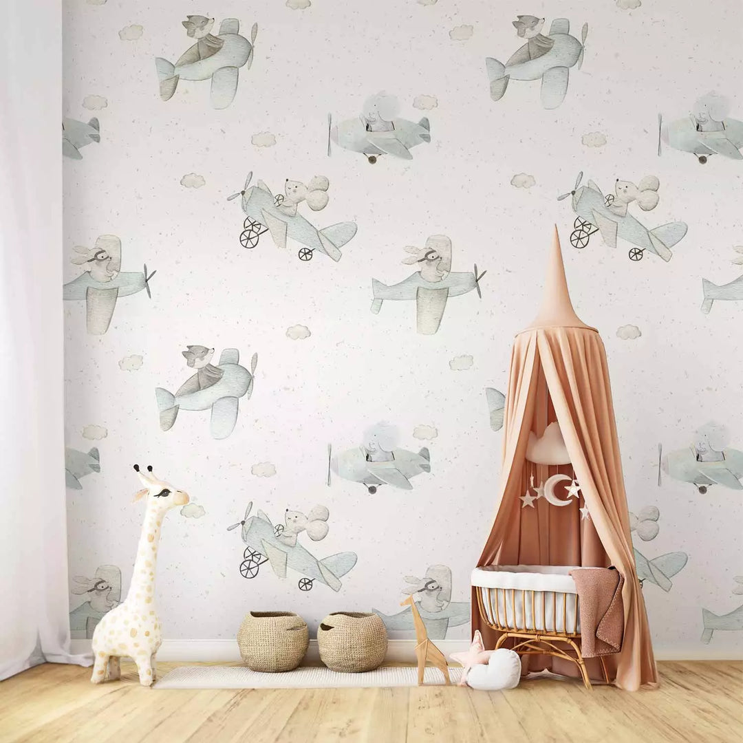 Valokuvatapetti - Eläimet - lentäjät turkooseissa lentokoneissa, 149206