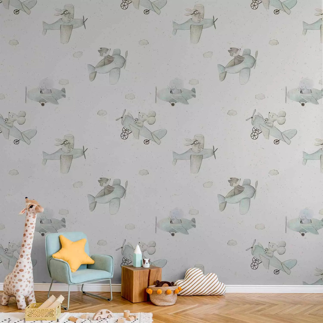 Valokuvatapetti - Eläimet - lentäjät turkooseissa lentokoneissa, 149206