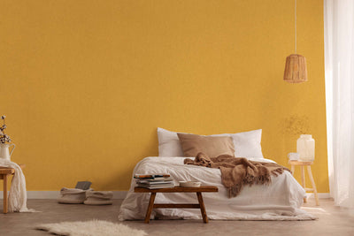 Non-woven Matt wallpaper with textured appearance: yellow, 1372243 AS Creation