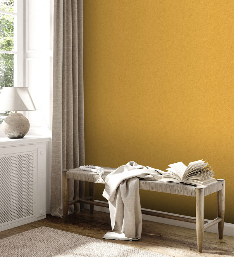 Non-woven Matt wallpaper with textured appearance: yellow, 1372243 AS Creation