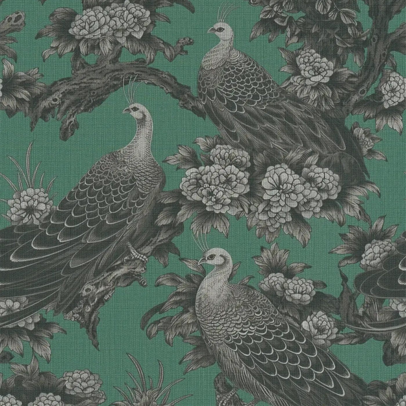 Flizelīna tapetes angļu lauku mājas stilā ar ziedu motīvu zaļā/pelēkā AS Creation