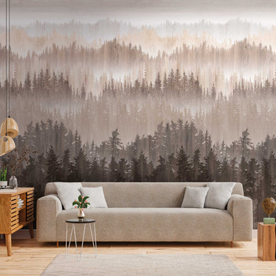 Non-woven abstract forest wallpaper in beige, 1375204 AS Creation