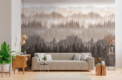 Non-woven abstract forest wallpaper in beige, 1375204 AS Creation