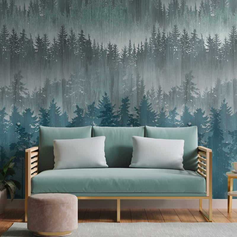 Non-woven abstract forest wallpaper in dark green, 1375205 AS Creation