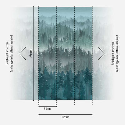 Flizeline taustakuva abstraktilla metsäkuviolla tummanvihreällä, 1375205 AS Creation