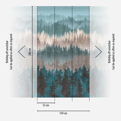 Flizeline tapetti abstraktilla metsäkuviolla vihreällä ja beigellä, 1375203 AS Creation