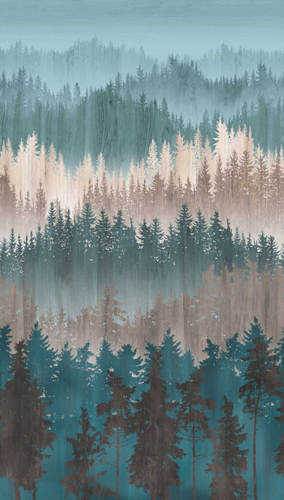 Флизелиновые  абстрактные лесные обои в зеленых и бежевых тонах, 1375203 AS Creation