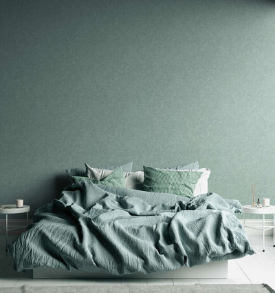 Non-woven wallpaper with plaster look in green, 1376057 AS Creation