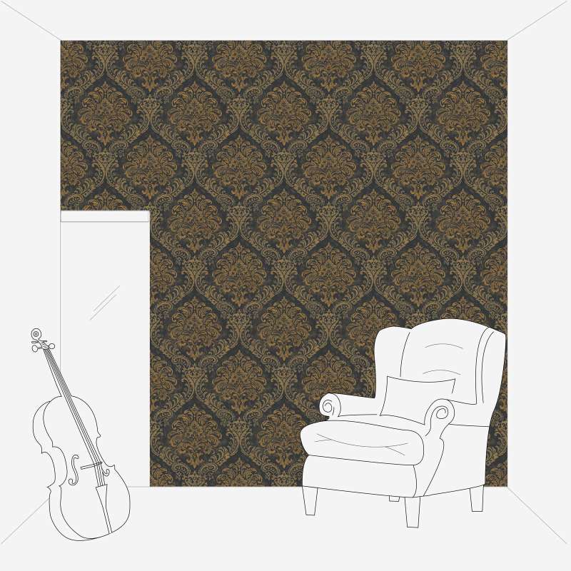 Non-Woven wallpapers with baroque ornaments and metallic look, black - 1373723 AS Creation