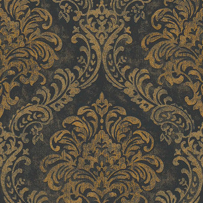 Flizelīna tapetes ar baroka ornamentiem un metālisku izskatu, melnā - 1373723 AS Creation