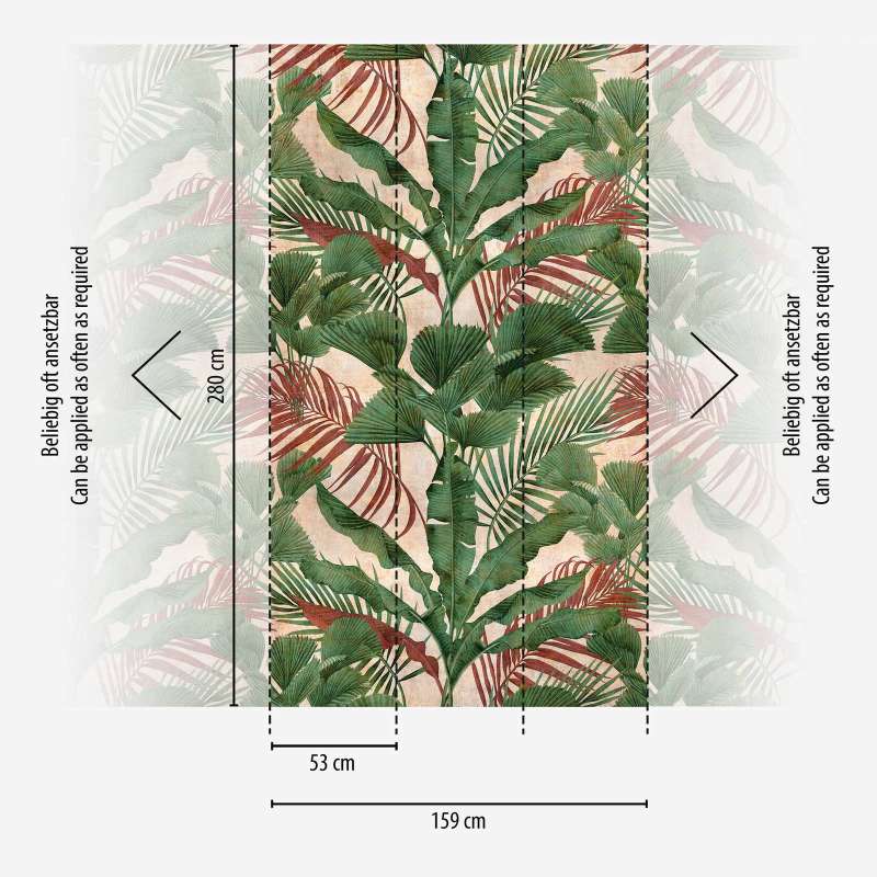 Flizelininiai Džiunglių lapų tapetai, žali ir smėlio spalvos, 1375254 AS Creation