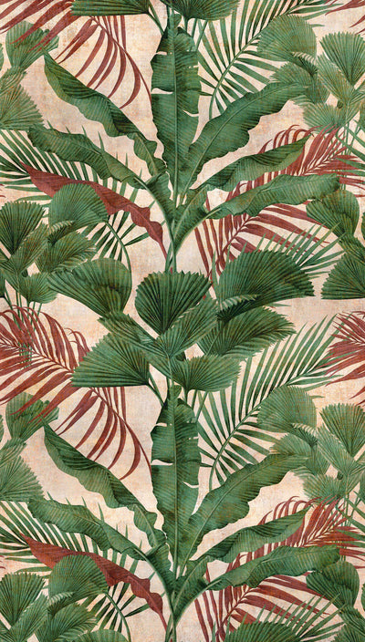 Non-woven Jungle Leaf Wallpaper in Green and Beige, 1375254 AS Creation