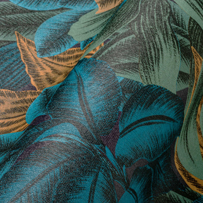 Flizelininiai tapetai su džiunglių lapų motyvais mėlyna ir žalia spalvomis, 1376035 AS Creation