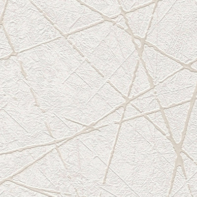 Non-woven wallpaper with graphic line pattern in white, 1375133 AS Creation