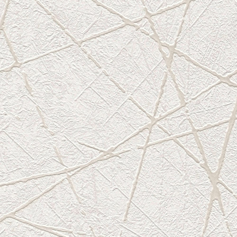 Non-woven wallpaper with graphic line pattern in white, 1375133 AS Creation